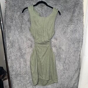 SHEIN Olive Green Sleeveless Cutout Ruched Waist Mini Dress Size M